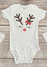 Load image into Gallery viewer, Reindeer baby girl bodysuit onesie