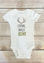 Load image into Gallery viewer, crawl walk hunt onesie