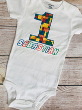 Load image into Gallery viewer, LEGO custom birthday onesie