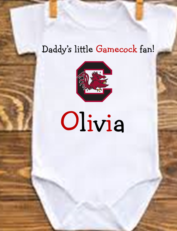 Custom Carolina Football Baby Suit, Carolina Football Baby Suit, Carolina Personalized Name and Number Bodysuit, Carolina Baby Suit Gift