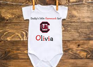 gamecocks personalized baby bodysuit