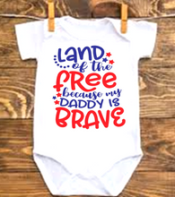 Load image into Gallery viewer, land of the free baby onesie
