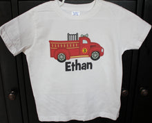 Load image into Gallery viewer, firetruck birthday shirt