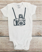 Load image into Gallery viewer, camera baby onesie