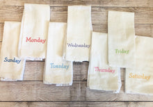 Load image into Gallery viewer, days of the week tea towels