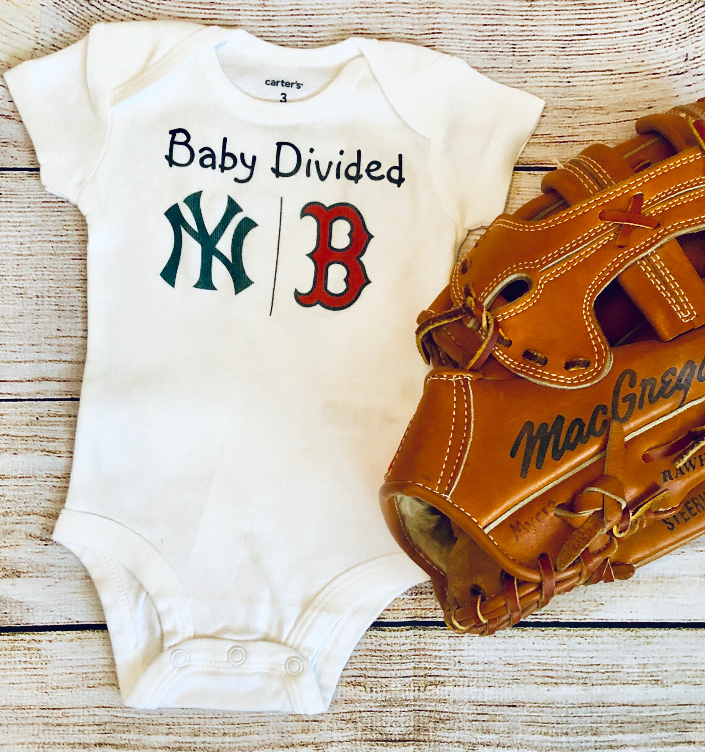 Custom MLB Boston Red Sox Logo Short Sleeve Baby Infant Bodysuit