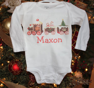 Christmas gingerbread train baby onesie or toddler shirt