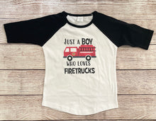 Load image into Gallery viewer, baby boy firetruck t-shirt