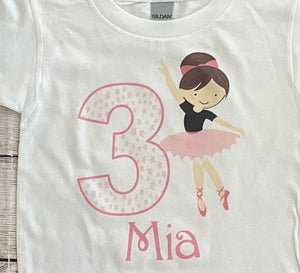 ballerina personalized birthday shirt