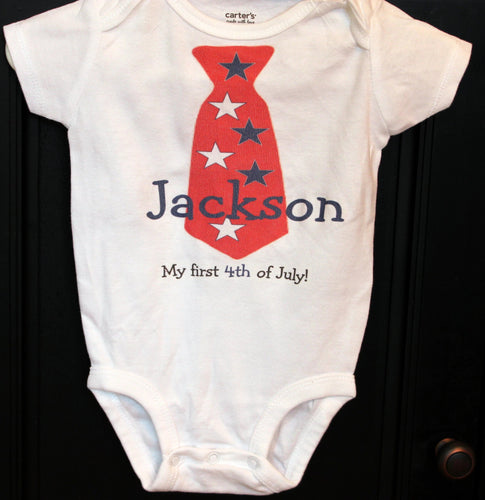 Personalized 4th of July Necktie bodysuit or shirt