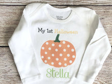 Load image into Gallery viewer, baby girl 1st Halloween personalized bodysuit