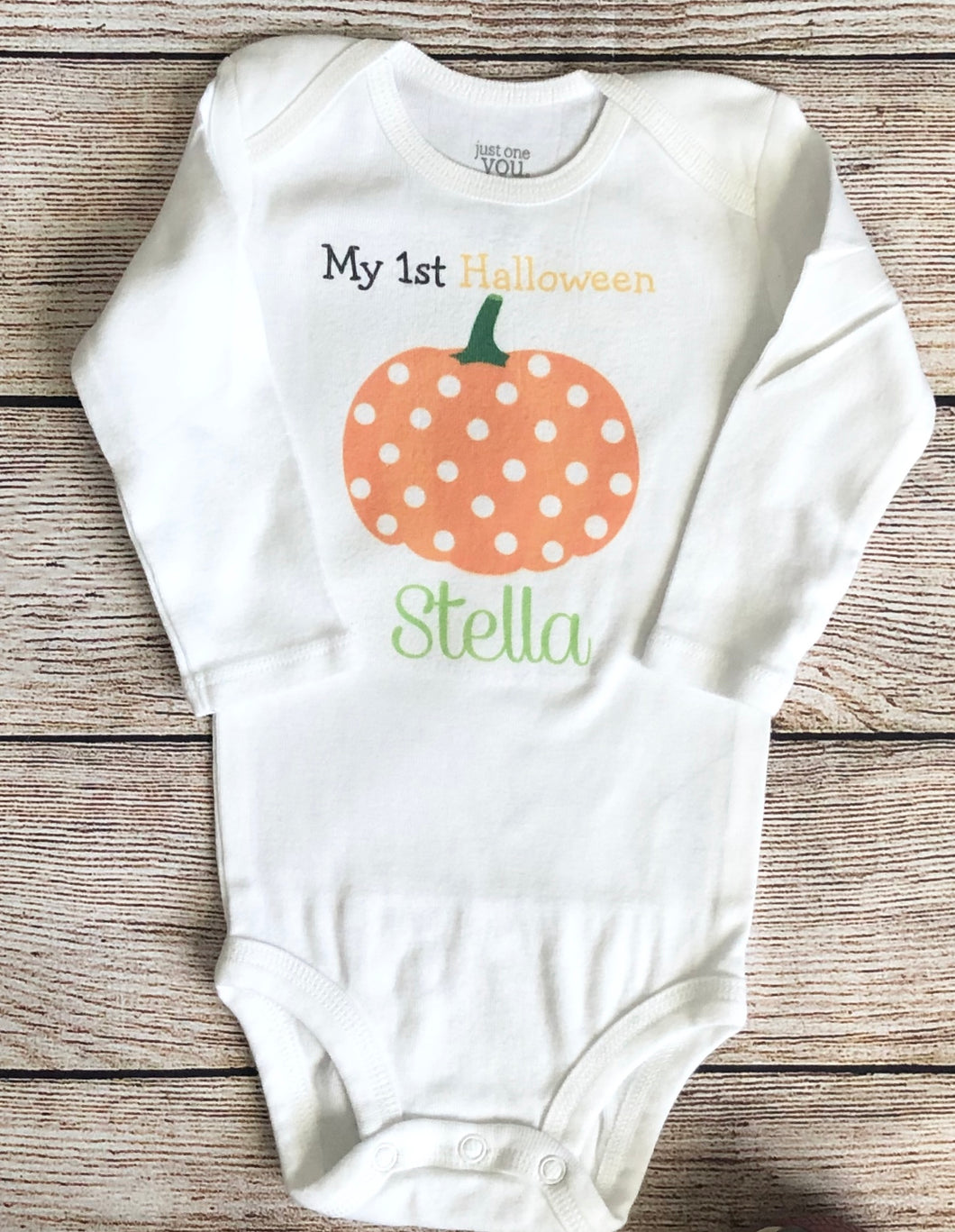 Polka Dot Pumpkin personalized baby onesie – Teeter Totz