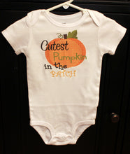 Load image into Gallery viewer, cutest pumpkin in the patch onesie