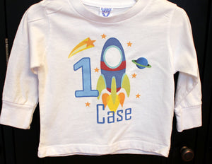 spaceship birthday shirt, personalized space t-shirt