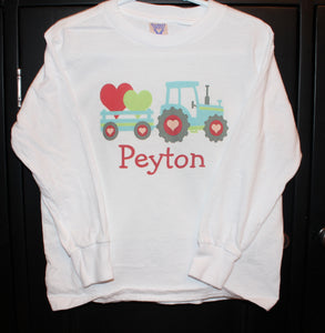 valentine's day tractor toddler shirt