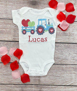 baby boy tractor onesie