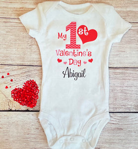 1st Valentines Day onesie