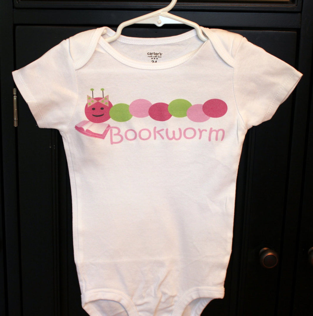 Bookworm baby onesie