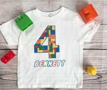 Load image into Gallery viewer, LEGO birthday personalized  shirt