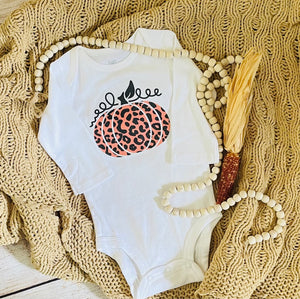 leopard pumpkin baby bodysuit