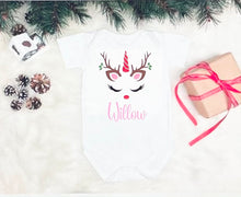 Load image into Gallery viewer, Christmas unicorn baby onesie