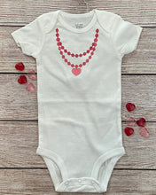 Load image into Gallery viewer, heart necklace baby onesie