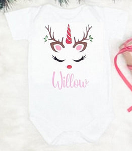 Unicorn Christmas baby bodysuit