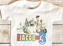 Load image into Gallery viewer, Toy story birthday shirt, personalized, www.teetertotzshop.com